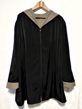 SEQUENCE IMAGE Reversible Black Taupe Hooded Coat Jacket Plus Size 24.5